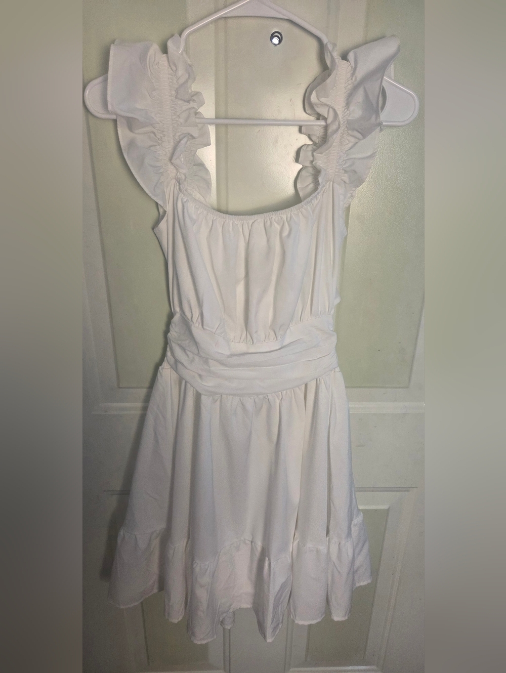 White Ruffled Sleeve Sundress - Classic Women's Dress